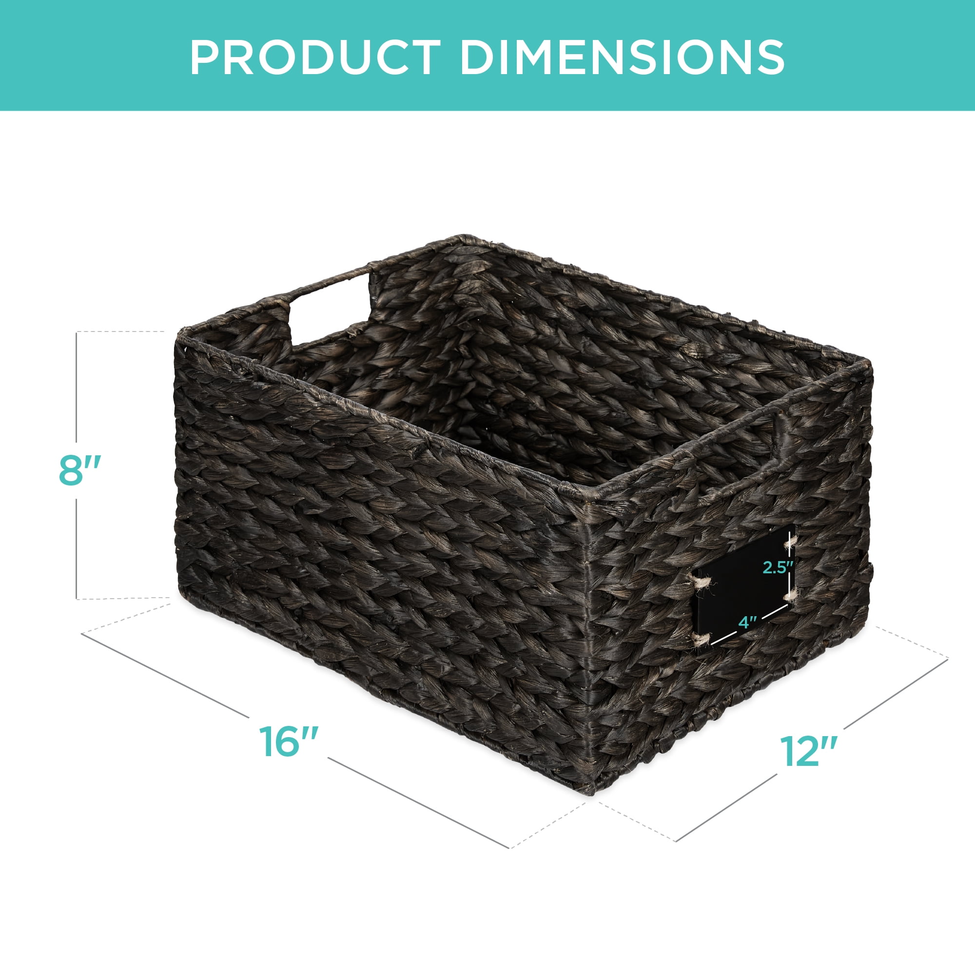 Best Choice Products Set of 2 16in Woven Water Hyacinth Pantry Baskets w/ Chalkboard Label, Chalk Marker - Black