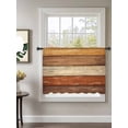 thumbnail image 2 of Sheer Curtains 45 Inch Length, Farmhouse Burnt Orange Brown Semi Sheer Curtains Light Filtering Window Treatment, Vintage Wooden Striped Privacy Voile Drapes for Living Room Bedroom 52x45 Inch, 2 of 7
