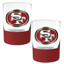 San Francisco 49ers 2-Pack 14oz. Rocks Glass Set with Silcone Grip