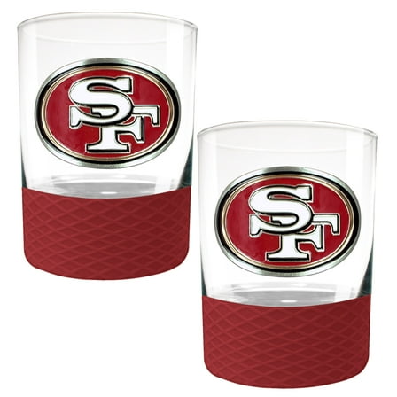 San Francisco 49ers 2-Pack 14oz. Rocks Glass Set with Silcone Grip