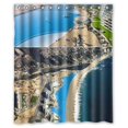 thumbnail image 1 of ABPHQTO Cortina de ducha con ondas de agua de mar azul claro Cortina de ducha impermeable 150x180 cm, 1 of 2