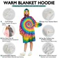 thumbnail image 5 of Colorful Rainbow Tie Dye Spiral Pattern Wearable Oversized Blanket,Wearable Blanket Hoodie for Adults,Cozy Hooded Blankets with Super Pockets,Super Warm Fuzzy Pullover for Women & Men, 5 of 6