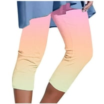 Diufon Capris Pants for Women Trendy Gradient Printed Pants Summer Breathable Plus Size Pants