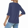 thumbnail image 4 of TKLPEHG Womens Tunic Tops 3/4 Sleeve Fall Fashion Ruffle 3/4 Sleeve Top V Neck T Shirts for Women Loose Fit Summer Vacation Outfits (Navy,XL), 4 of 7