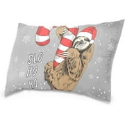 Wellsay Cute Sloth in Santa's Hat On Lollipop Velvet Oblong Lumbar Plush Throw Pillow Cover/Shams Cushion Case 20x30in Decorative Invisible Zipper Design for Couch Sofa Pillowcase Only