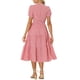 thumbnail image 3 of Vestido de cuadros para mujer Inspire Chic, vestido midi con volantes, escote en V, decoración de botones, color rojo, talla S, 3 of 6