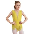 thumbnail image 6 of Aislor Kids Girls Sparkly Rhinestone Tassel Latin Skating Gymnastic Modern Jazz Ballroom Dance Leotard Yellow 10, 6 of 7