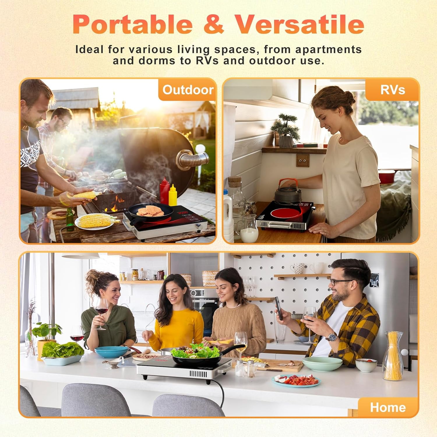 OhhGo Electric Ceramic Stove, 3500W Hot Plate Infrared Induction Cooker, Home Cooktop Cooking Furnace US 110V, Portable Cooker Cooktop Burner with 2 Handle, Black