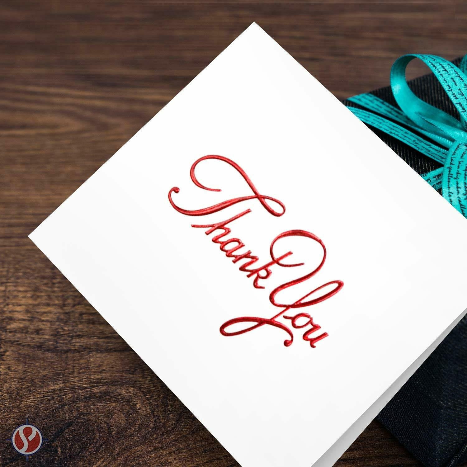 Business Thank You Cards, Nice Elegant Red Embossed, Half Fold White Blank Greetings, Gift & Presents | Holiday, Baby & Bridal Shower, Wedding, Graduation, | Set of 25 Cards & 25 Envelopes
