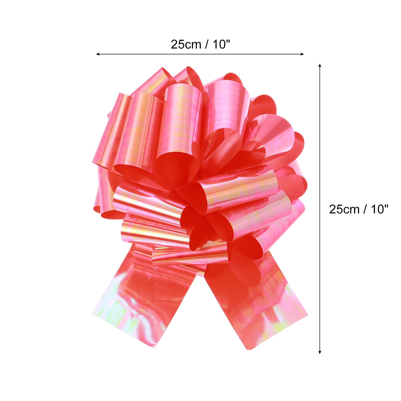 Uxcell Metallic Large Big Pull Bow Gift Wrapping Bows Ribbon for Wedding Car Presents Christmas Colorful Red 10 inch