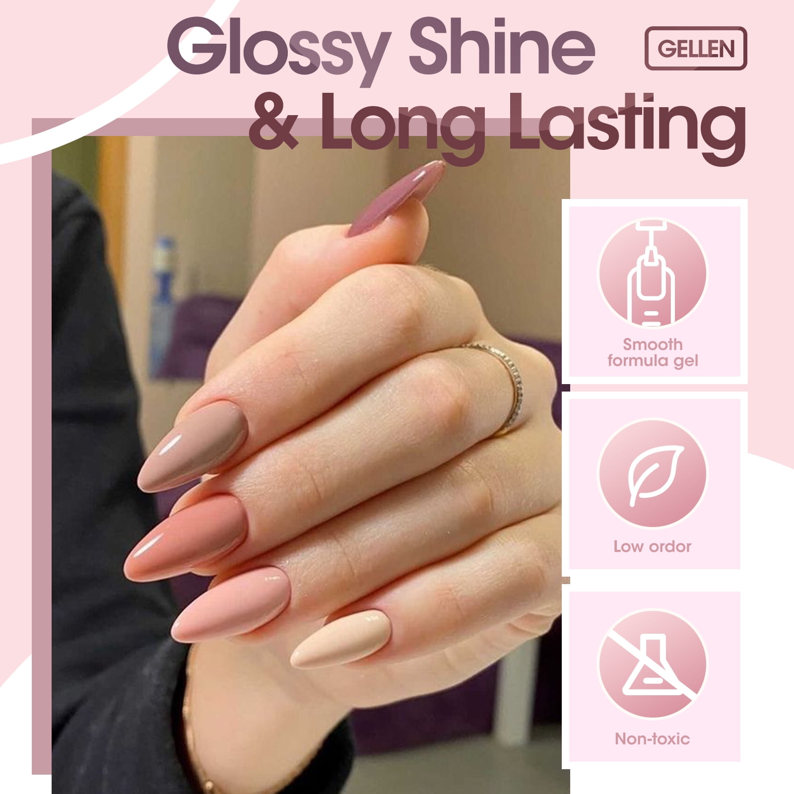 Gellen 39Pcs Gel Nail Polish Kit, 36 Colors Gel Polish Rainbow & Nudes & Grays Soak off UV Nail Gel Polish Set with Glossy Matte Top and Base Coat, DIY Salon Nail Art Valentine Gift for Women