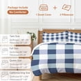 thumbnail image 6 of 3 Piece Navy Blue Plaid Duvet Cover Set Full Size, Microfiber Comforter/Quilt Cover with Corner Ties and 2 Pillowcases, Spring Farmhouse Buffalo Checkered All Season Soft Bedding with Zipper Closure, 6 of 8