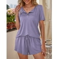 thumbnail image 2 of a.Jesdani Women's Pajama Sets Soft Button Short Sleeve Sleepwear Top With Shorts Pants Loungewear 2 Pjs Sets S-4X, 2 of 6