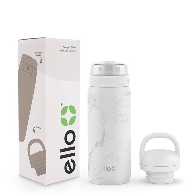 Botella de agua Ello Cooper Kids 530 ml de acero inoxidable blanca