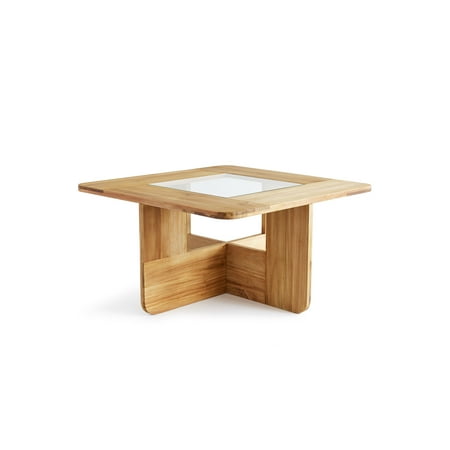 Lyndon Furniture Design Ideas Lyndon Coffee Table, Slot Together Solid Teak Accent Furniture with Glass Inset ()