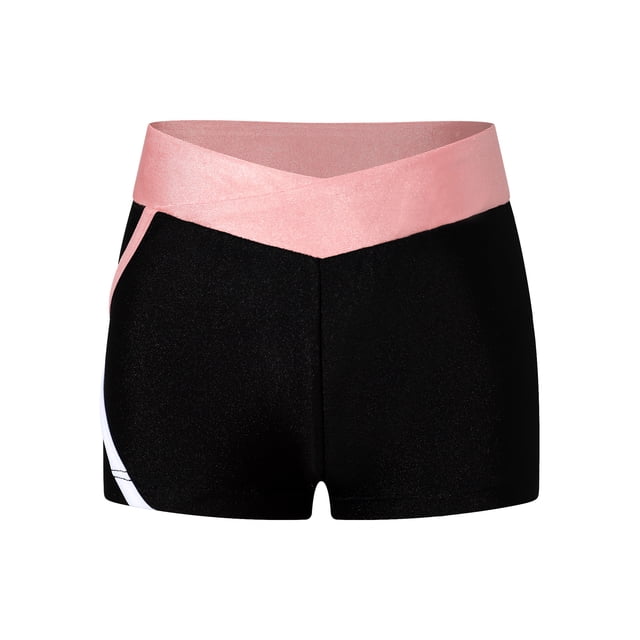 JanJean Shorts Athlétiques pour Filles, Shorts de Gymnastique, Danse Ballet, Course, Rose 12