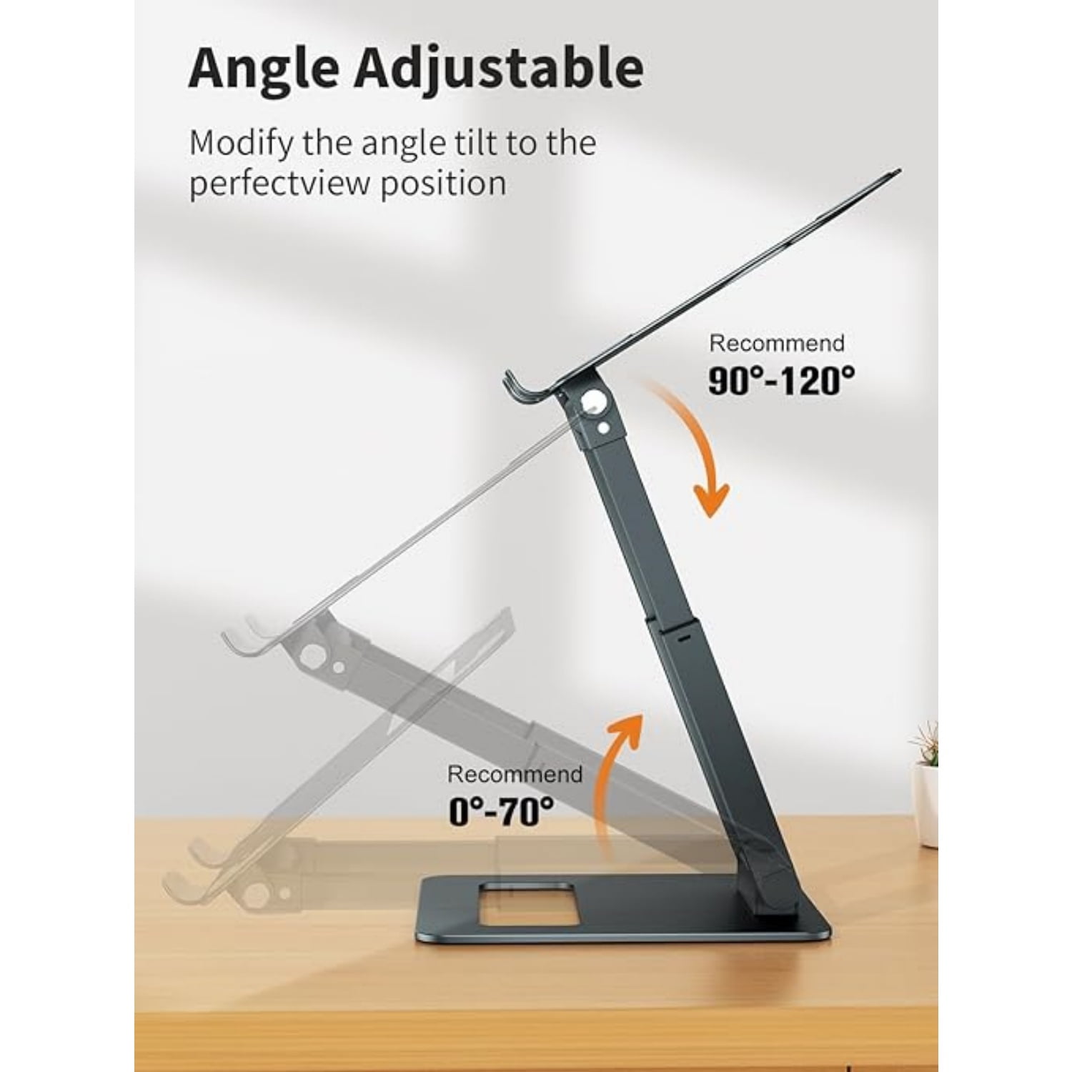 Laptop Stand for Desk Adjustable Height, Telescopic Computer Stand with Pull Out Design Ergonomic Laptop Riser Fits All Laptops 10-17"-Gray