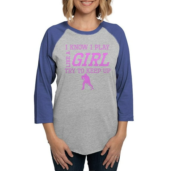 CafePress - Hockey Like A Gir Long Sleeve T Shirt - Womens Baseball Tee