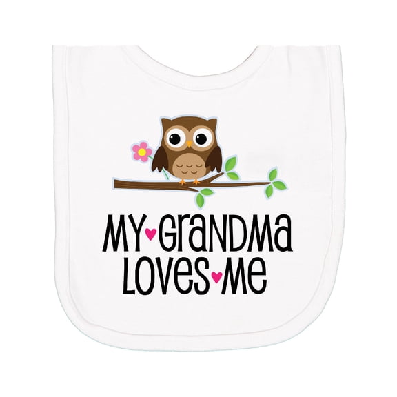 Inktastic Grandma Loves Me Girls Owl Newborn Bib