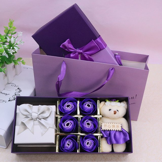 Caja de regalo con forma de flor de jabón con forma de corazón de melocotón y ventana, caja creativa para primera joyería, regalo de cumpleaños para el día de San Valentín
