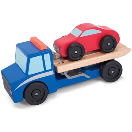 Melissa & Doug Flatbed Tow Truck Wooden Vehicle Set