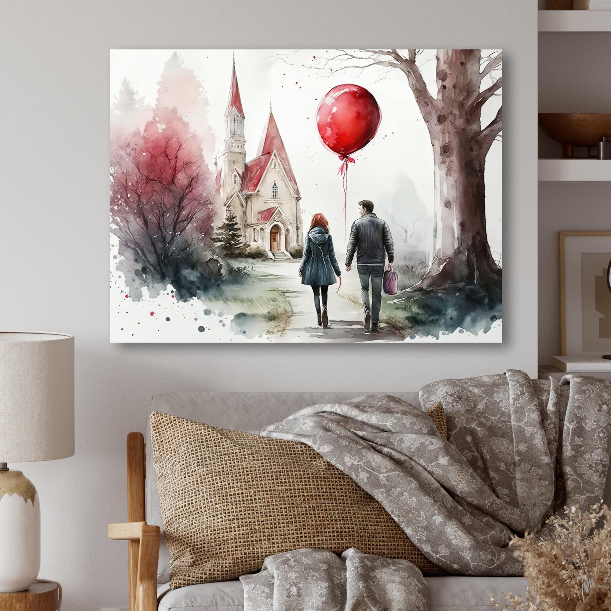 Designart Couple In Love Going To The Church VII Canvas Wall Art