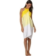 Colorful Dip Dye Beach Wrap Sarong With Fringe, Yellow White, Size: One Size, Uluwatu Style