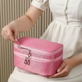 thumbnail image 4 of Bolsa de maquillaje pequeña, bolsa de maquillaje informal para mujer, bolsa de maquillaje de viaje de 2 capas, capacidad de uso diario, 4 of 5