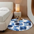 thumbnail image 3 of Blue Geometric Large Round Rug 8 FT, Non Slip Living Room Area Carpet, Modern Abstract Vintage Art Aesthetic Washable Soft Circle Rug Non-Shedding Floor Carpet for Bedroom Office Dining Room, 3 of 9
