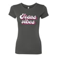 thumbnail image 2 of Wild Bobby, Jesus Vibes Inspirational/Christian Women Slim Fit Junior Tee, Dark Grey, Medium, 2 of 6