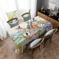 thumbnail image 4 of Spring Easter Rectangle Tablecloth, Rabbits Eggs Eucalyptus Branches Flowers Waterproof & StainResistant Tablecloth, Washable Oil-proof Table Cover for Dining/Party/Wedding/Camping/Buffet 52x70 In, 4 of 9