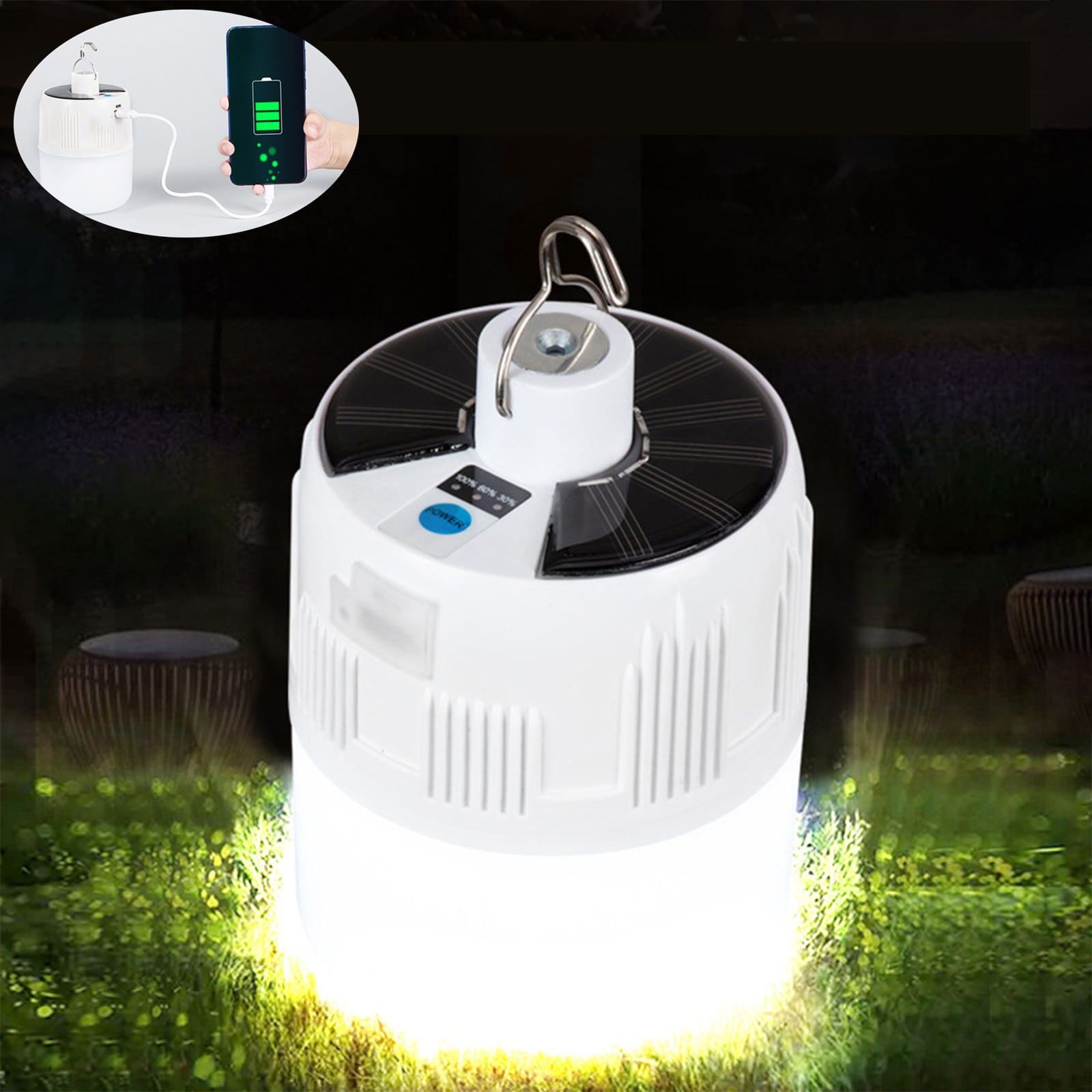 Lanterne Solaire De Camping Avec écran De Batterie – étanche, Accrochable Et Super Pratique !