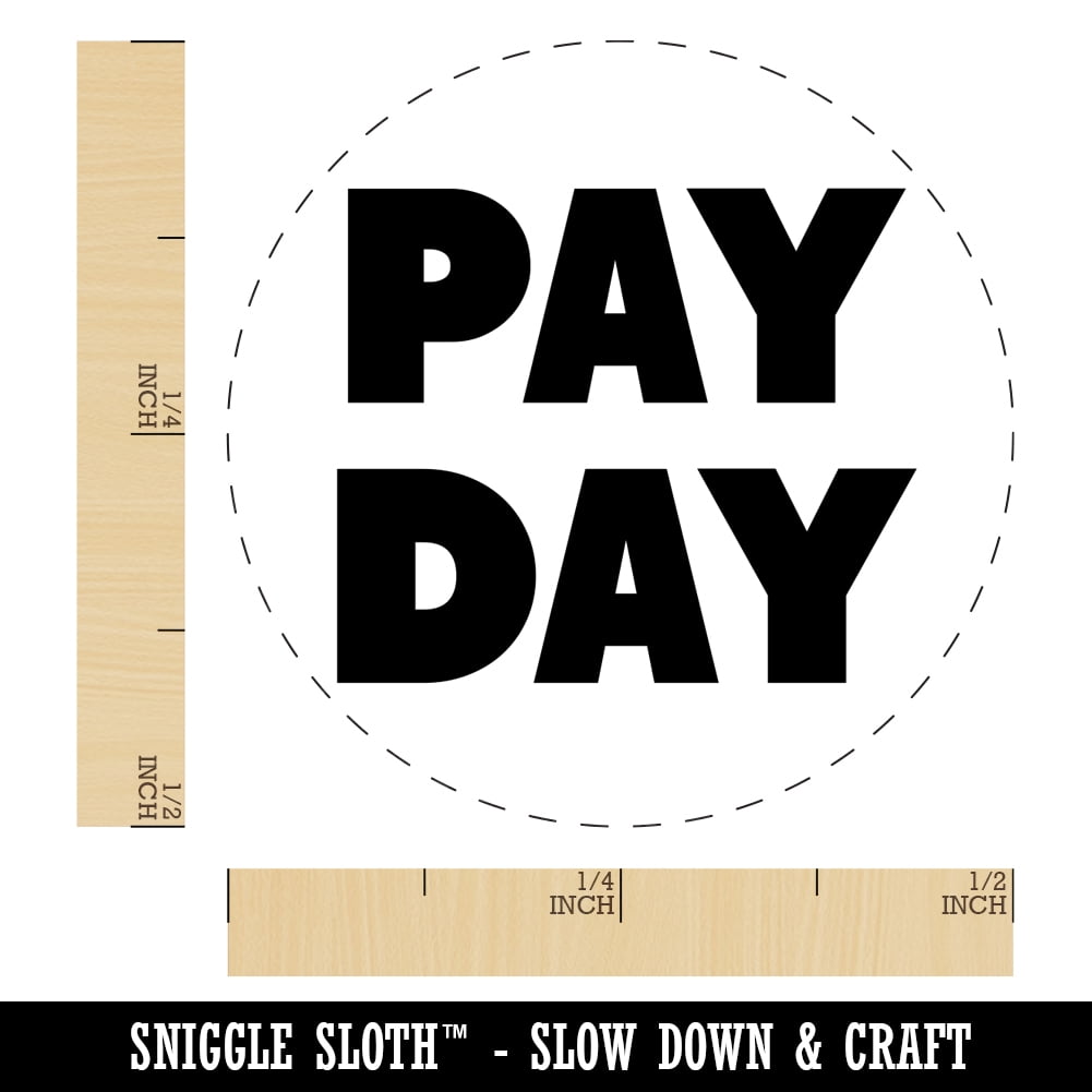 Pay Day Bold Text Work Self-Inking Rubber Stamp Ink Stamper - Blue Ink - Mini 1/2 Inch