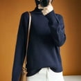 thumbnail image 1 of Suéter de cuello alto naranja para mujer, jersey grueso, camisa base, suelto, de talla grande, estilo holgado, suéter de punto de lana a la moda, 1 of 6