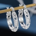 thumbnail image 3 of Stylish Silver Textured Hoop Earrings - Effortlessly Chic and Comfortable, 3 of 4