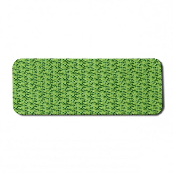 Botanical Computer Mouse Pad, Clutter of Leaves with Swirls on the Background, Rectangle Non-Slip Rubber Mousepad Large, 31" x 12" Gaming Size, Lime Green Hunter Green, by Ambesonne