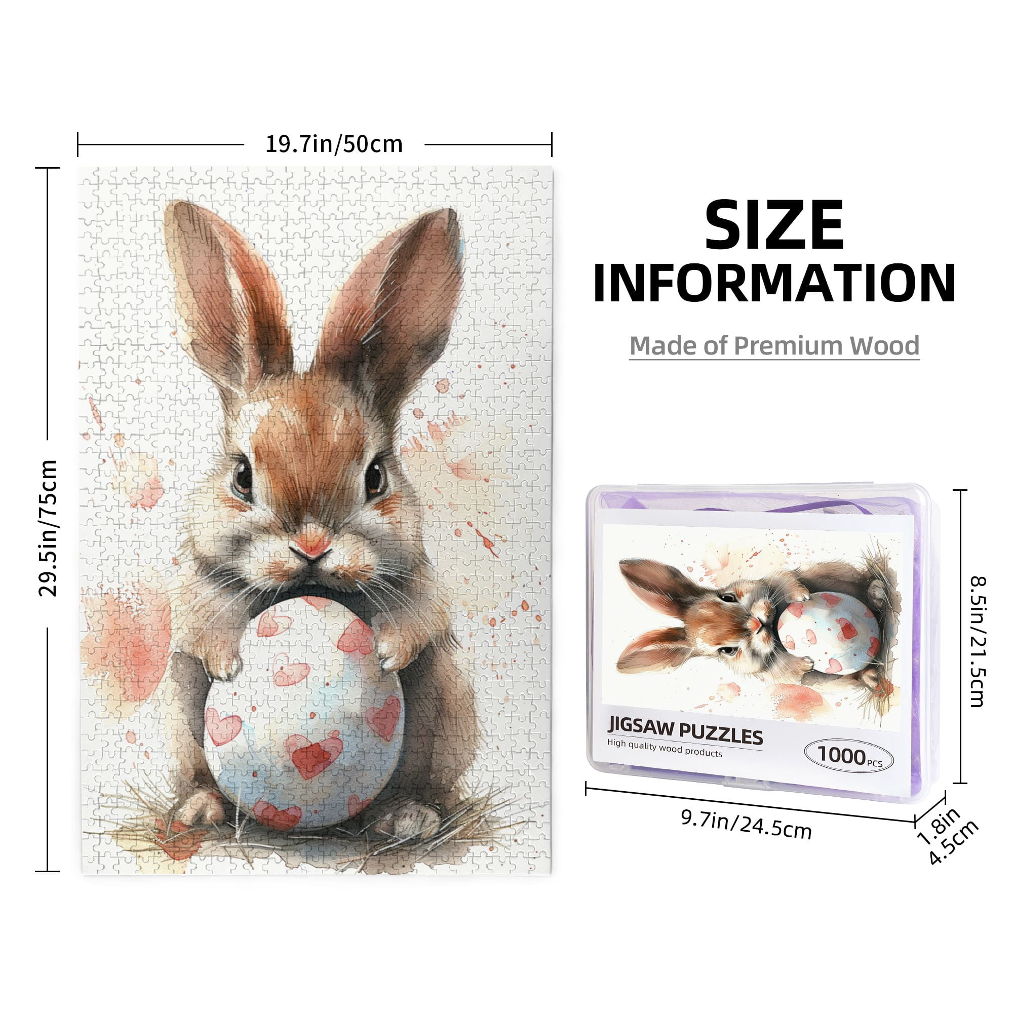 1000 PCS Cute rabbits & Colorful eggs puzzles for adults 1000 pieces,Unique and Beautiful Design,Wonderful imagination,Relax yourself,Charm Animal Wooden Puzzle,Relax yourself,for Animal Lovers Gift