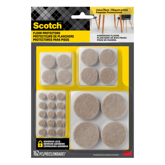Scotch Felt Pads Value Pack: Assorted Sizes / 162-pack (Beige)