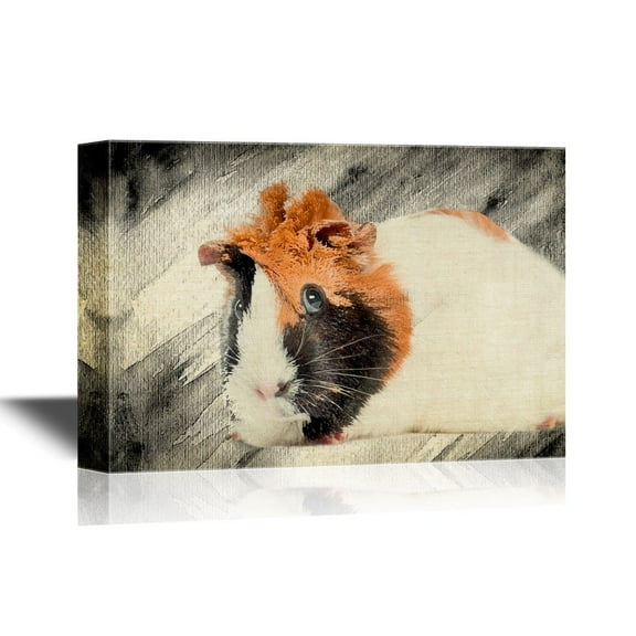 wall26 - Canvas Wall Art - Guinea Pig on Abstract Background - Gallery Wrap Modern Home Art | Ready to Hang - 24x36 inches