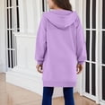 thumbnail image 4 of Girls Long Zip Up Hoodie Jacket, Teen Casual Loose Long Sleeve Hooded Sweatshirt Coat with Front Pockets, Kids Solid Lightweight Outerwear for Daily Outdoor School Wear(Purple,13-14 Years), 4 of 6