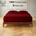 thumbnail image 2 of 6-PC Full Organic 1000-TC Cotton Sheet Set - 18" Deep Pockets with 4 Pillowcases - Burgundy, 2 of 7