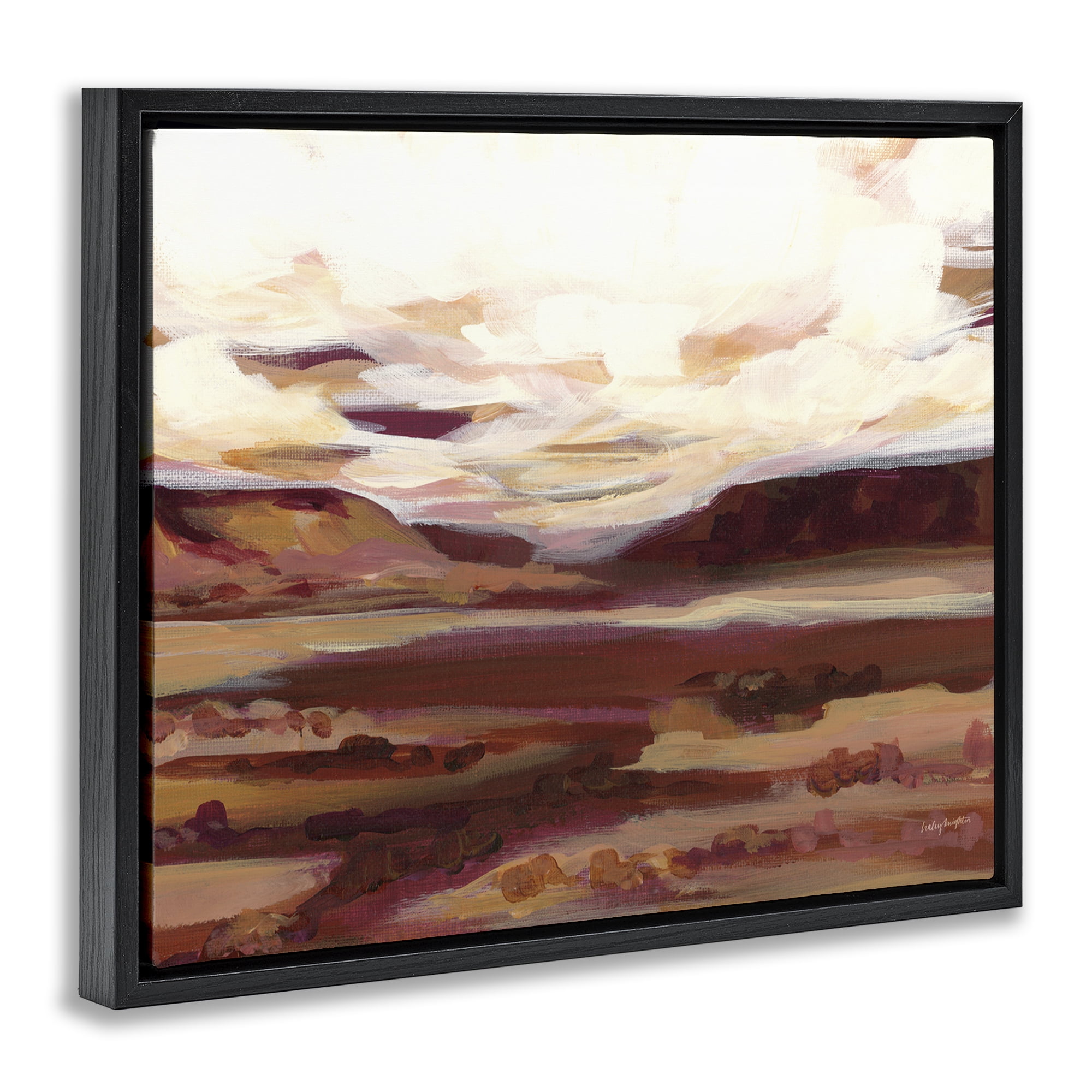 Stupell Industries Canyon Mesa Landscape Landscape Painting Black Floater Framed Art Print Wall Art, 21 x 17