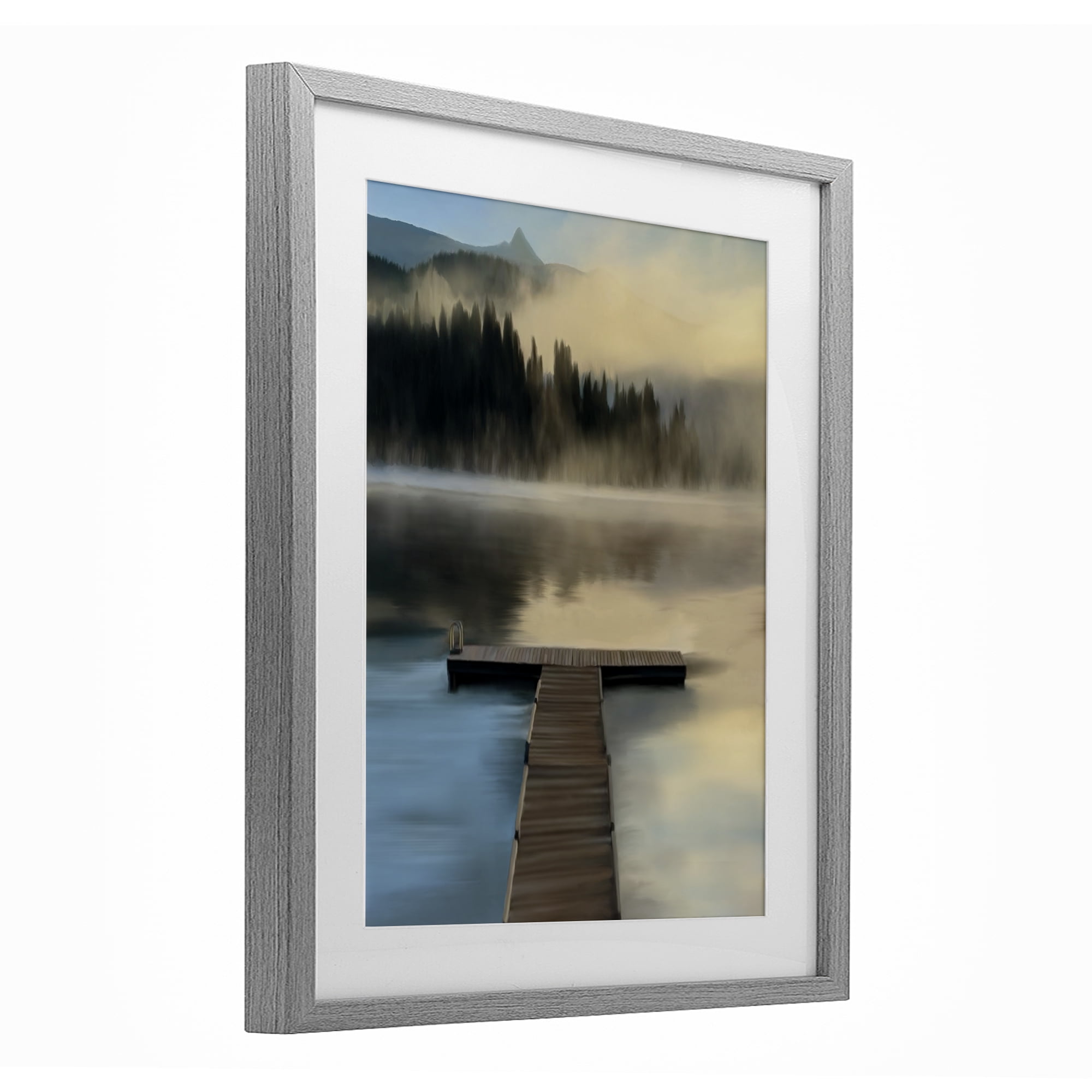 Stupell Industries Reflective Lake At Dusk Gray Framed Print Under Glass, design by Renel Peters