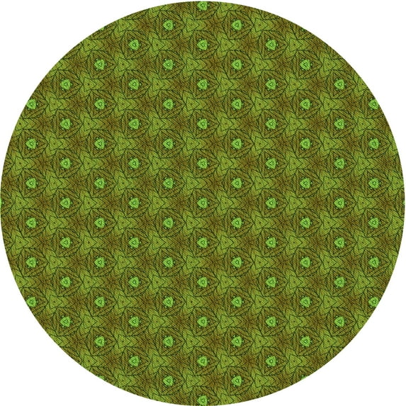 Ahgly Company Machine Washable Indoor Round Transitional Antique Bronze Green Area Rugs, 7' Round
