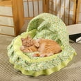 thumbnail image 2 of Hvmvliv Winter Cat Beds for Indoor Cats Soft Warm Pet Cushion with Lace Tassels Round Kitten Beds for Indoor Kittens Green, 14.9x13.3 in, 2 of 6