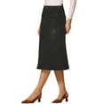 thumbnail image 4 of INSPIRE CHIC Women's A-Line Midi Skirts Button Front High Waist Jean Denim Skirt M Black, 4 of 6