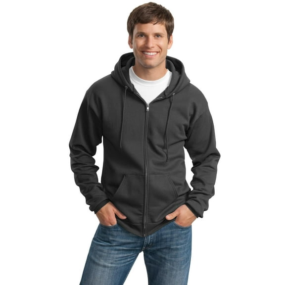 Port & Company Tall Essential Fleece Full Zip Hooded Sweatshirt-XLT (Charcoal)
