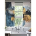 thumbnail image 2 of Abstract Art Sheer Curtains for Living Room Bedroom, Light-filtering Sheer Curtain, Blue Gold Oil Painting Texture Collage Art Rod Pocket Voile Window Treatment Drapes, 52’’Wx63’’L, 2 Panels Set, 2 of 7