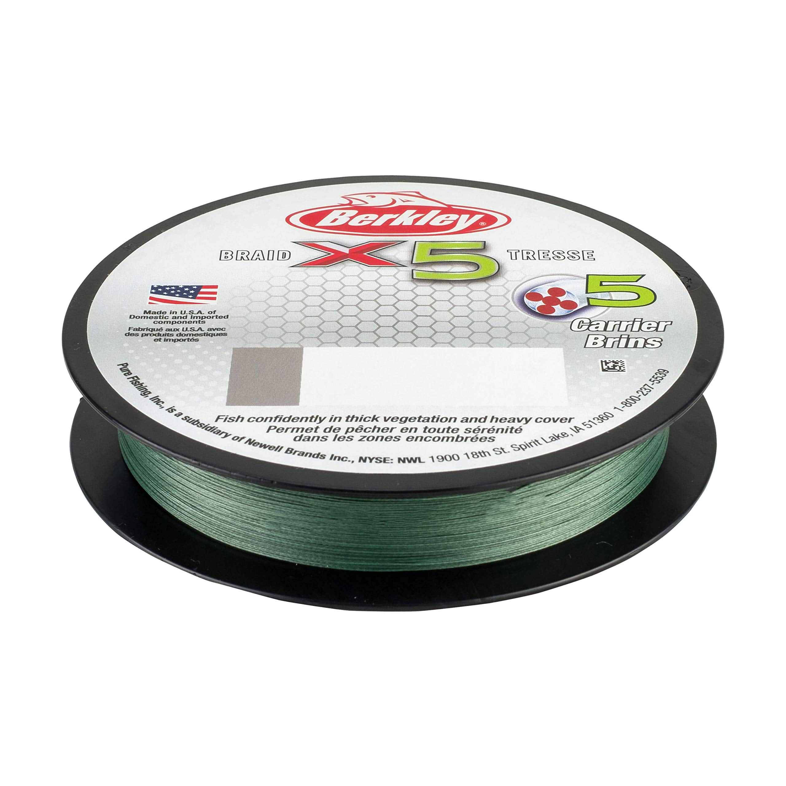 Berkley x5 Braid Fishing Line, Low-Vis Green, 30 lb Test Strength, 328 yd