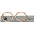 thumbnail image 4 of 10K Rose Gold Real Diamond One Row Bezel Set 1.10" Hoops Huggie Earrings 1/2 CT., 4 of 5